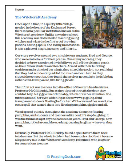 Prank Academy Worksheet