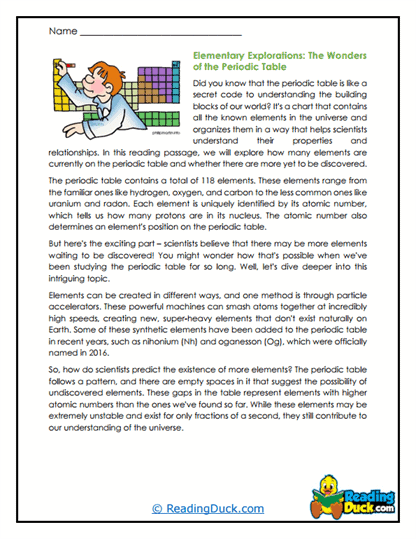 Periodic Wonders Worksheet