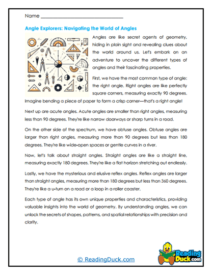 Angle Adventures Worksheet