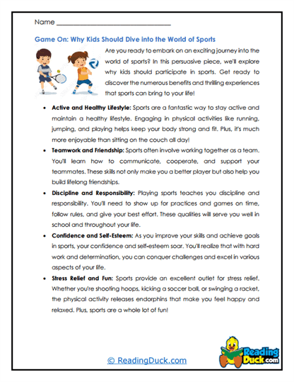 Sporty Fun Worksheet