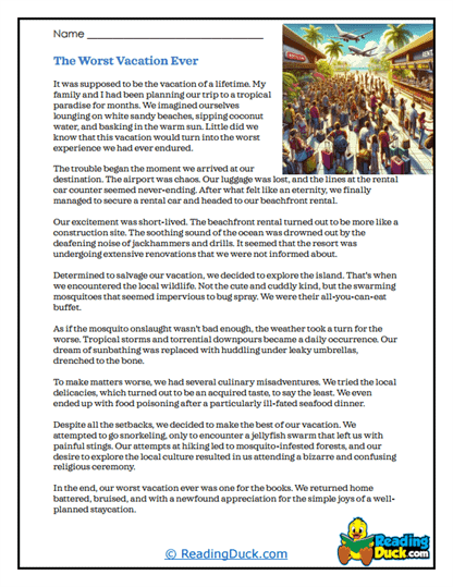 Tropical Disaster Worksheet