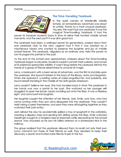 Time-Traveling Yearbook Worksheet