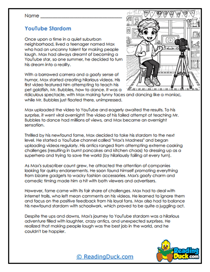 YouTube Stardom Worksheet