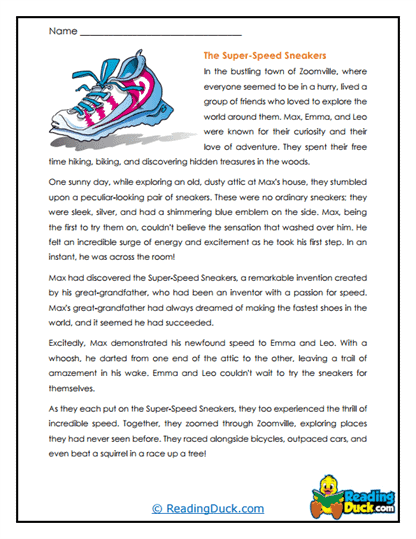 The Super-Speed Sneakers Worksheet