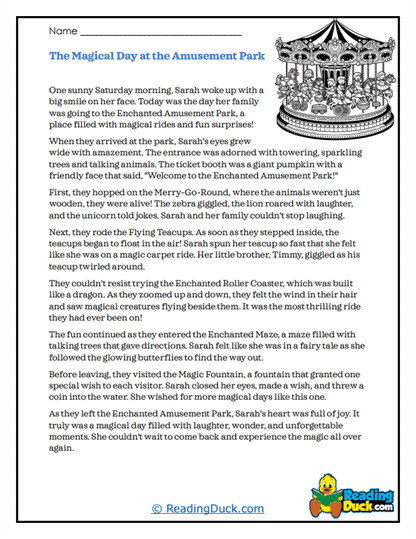 Park Magic Worksheet