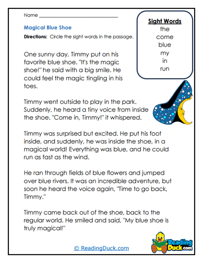 Magic Shoe Worksheet