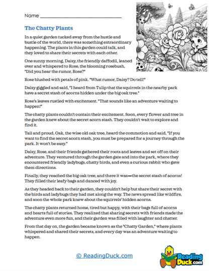 Chatty Garden Worksheet