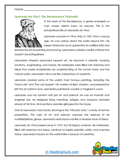 Renaissance Genius Worksheet