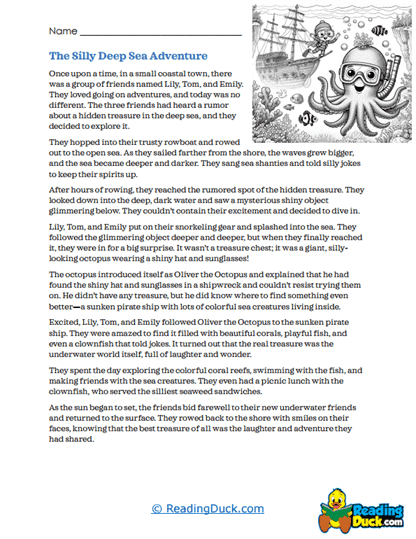 Ocean Treasures Worksheet