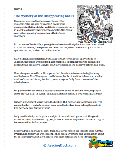 Sock Mystery Worksheet