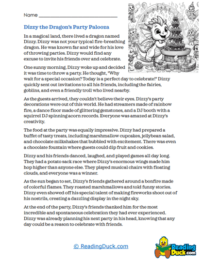 Dragon Party Worksheet