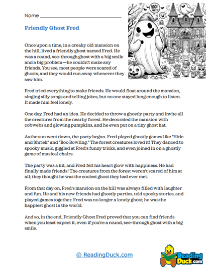 Friendly Ghost Worksheet