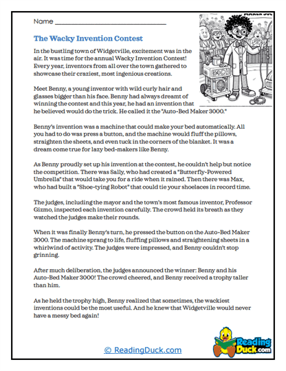 Wacky Invention Contest Worksheet