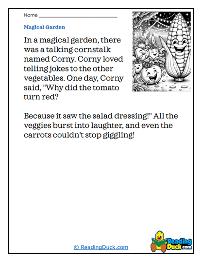 Corny's Joke Worksheet