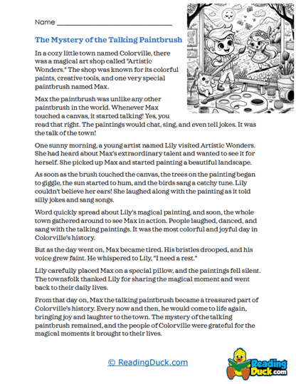 Magical Paintbrush Worksheet