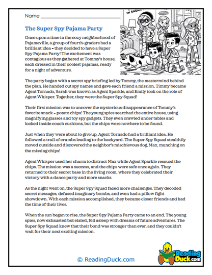 Spy Pajama Mission Worksheet