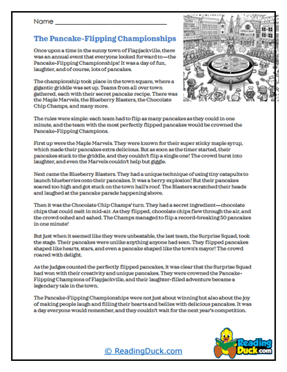 Pancake Toss Worksheet