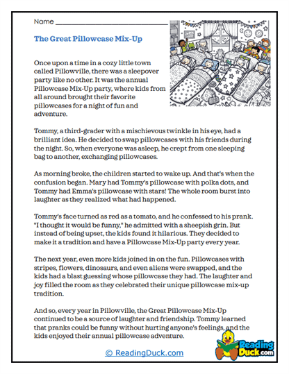 Pillow Switch Worksheet