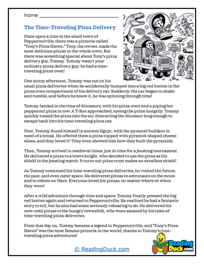 Pizza Time Traveler Worksheet