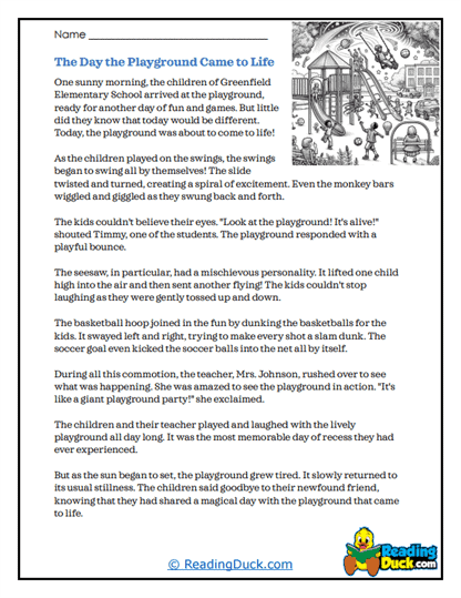 Playground Party Worksheet