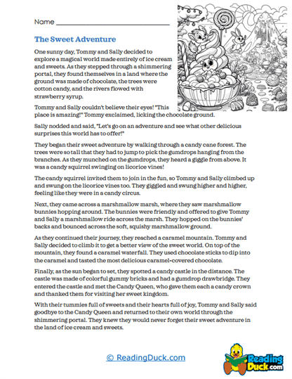 Candyland Adventure Worksheet