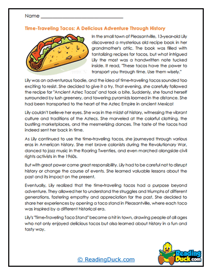 Taco Time Adventure Worksheet