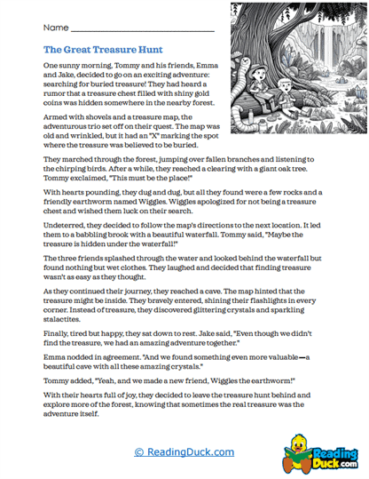 Treasure Quest Worksheet