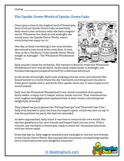 Upside Adventure Worksheet