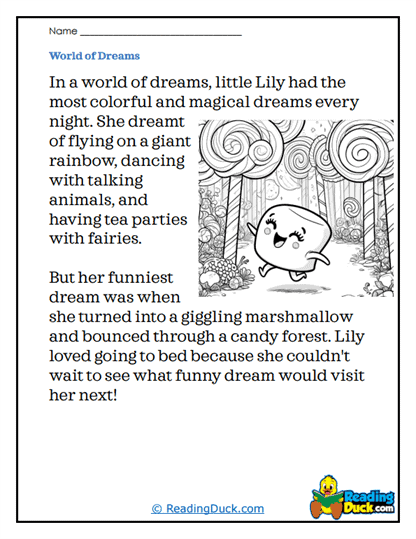 Dream Adventures Worksheet